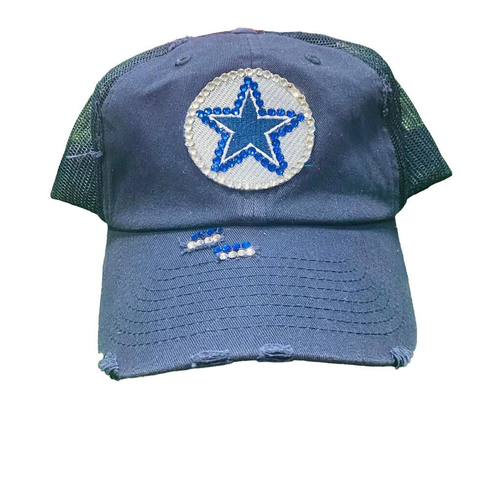 NEW SWEET TEXAS TREASURES distressed truckers cap in navy